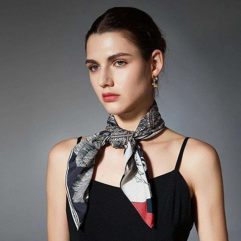 Thin Headcloth Duplex Printing Silk Scarf Square Scarf by GJG Denim
