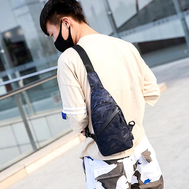 Men's Camouflage Chest Bags With Headphone Hole by GJG Denim