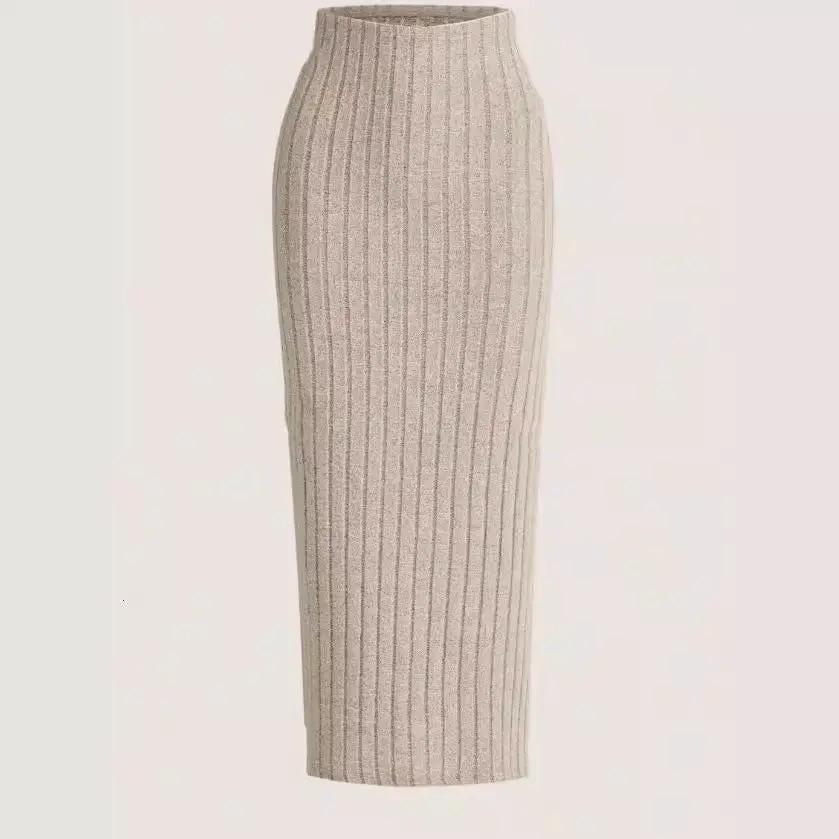 New Style Outerwear Casual Fashionable Versatile Midi Skirt In Light Gray by GJG Denim