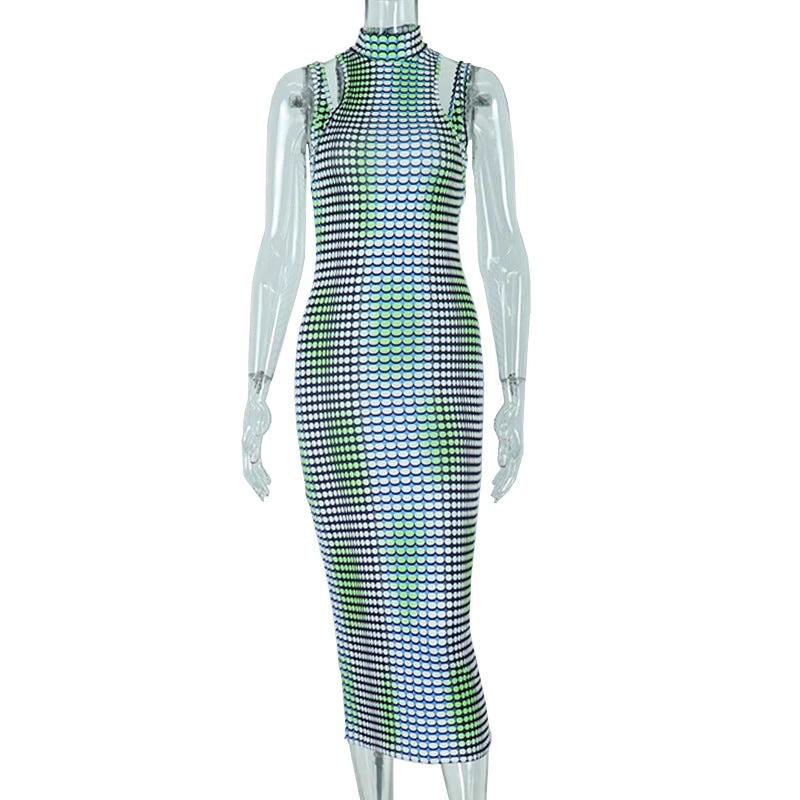 Sleeveless Patchwork Stretch Wrap-around Slim Fit Dress For Women by GJG Denim
