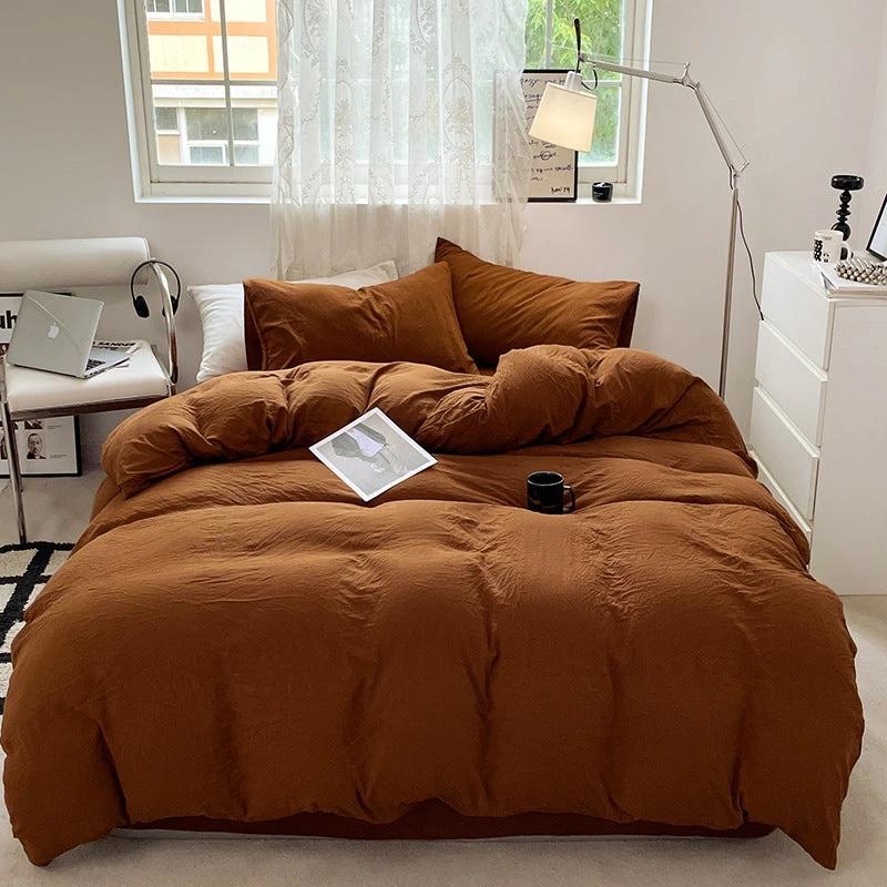 Solid Color Super Soft Washed Cotton Duvet Cover Four-piece Set by GJG Denim