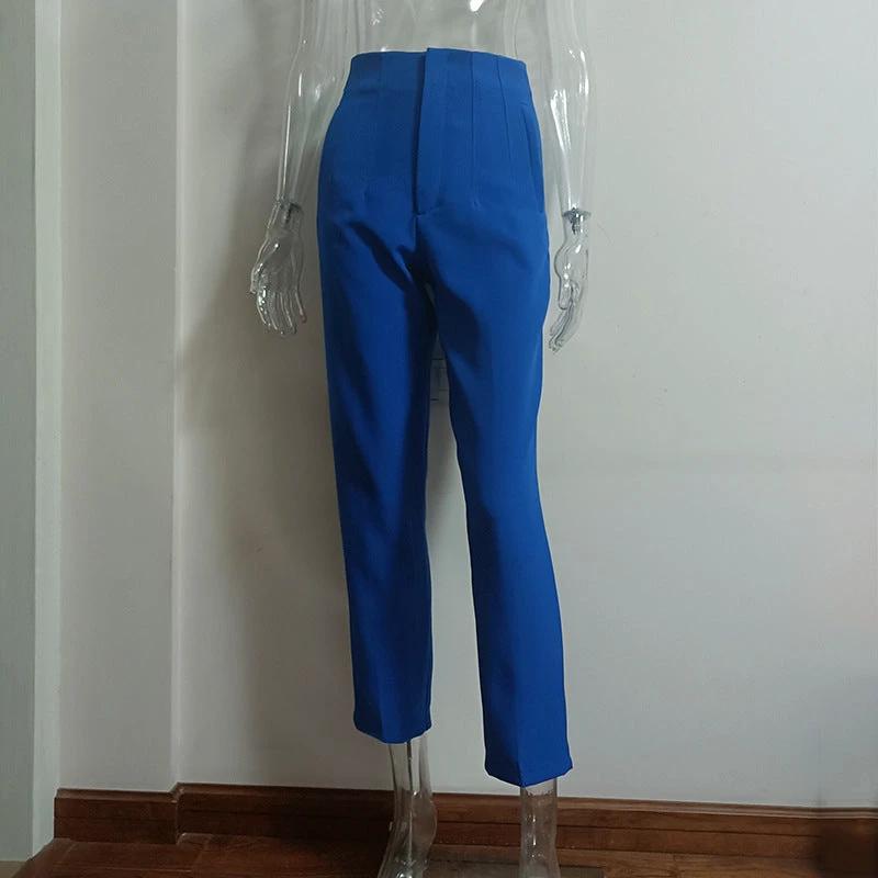 Pleated Casual High Waist Pure Color Slim-fit Basic Pants by GJG Denim