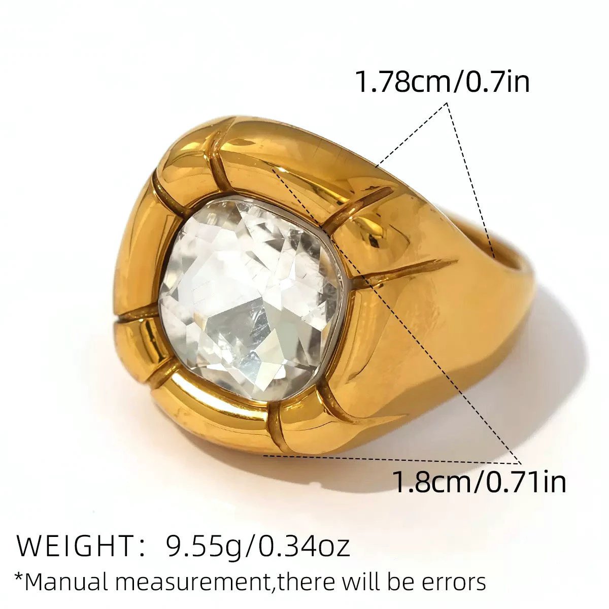 Retro Titanium Steel Ring Niche High-End Square Zircon Stainless Steel Jewelry Cross-Border Hot-Selling by GJG Denim