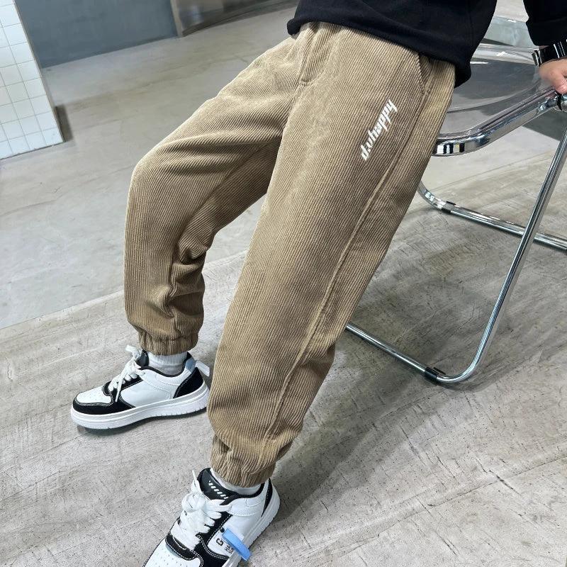 Children's Pants, Boys' Pants, Spring And Autumn Collection 2025 New Style Wholesale, Large Children's Sports Pants, Export Long Pants, Trendy Corduroy Cross-border by GJG Denim