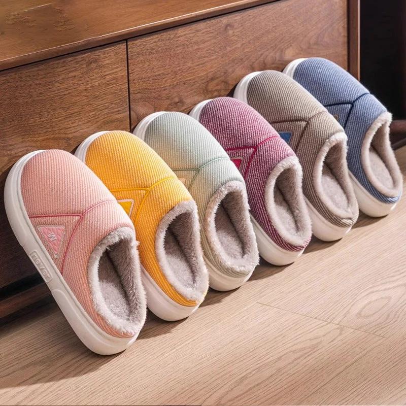 Men's Solid Striped Fleece Plush Slippers by GJG Denim