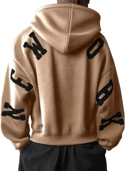 Fashion Printed Thickening All-match Long Sleeve Loose Hooded Sweater For Women by GJG Denim