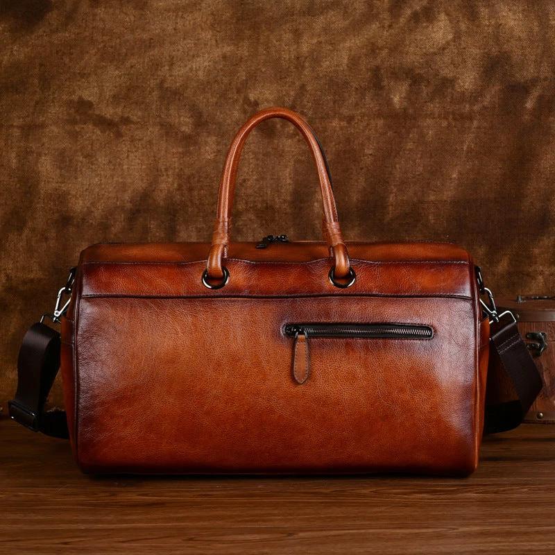 Men's Top Layer Leather Bag Handmade Retro Large Capacity by GJG Denim