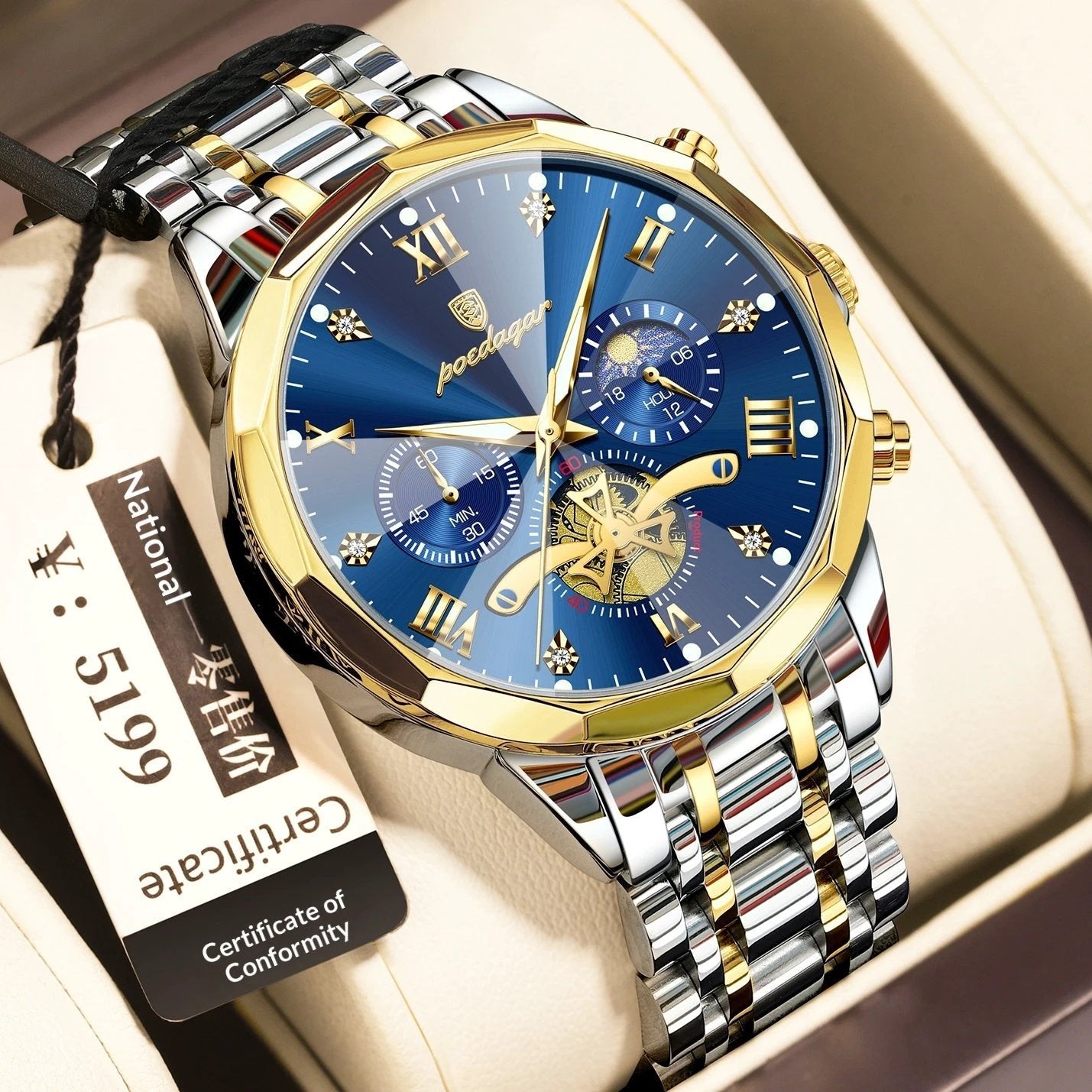 Waterproof Multifunctional Quartz Watch For Men by GJG Denim