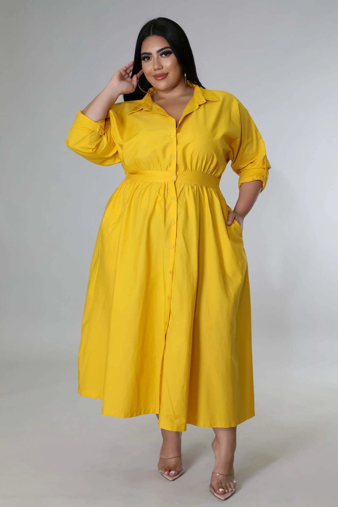 Fashion Plus Size Women's dress long V-neck by GJG Denim