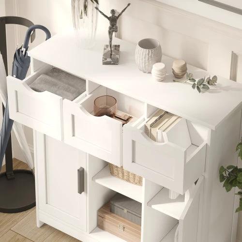 Storage Cabinets,Wooden Floor Cabinet,with Drawers And Shelves Storage Cabinets,Accent Cabinet For Bathroom by GJG Denim