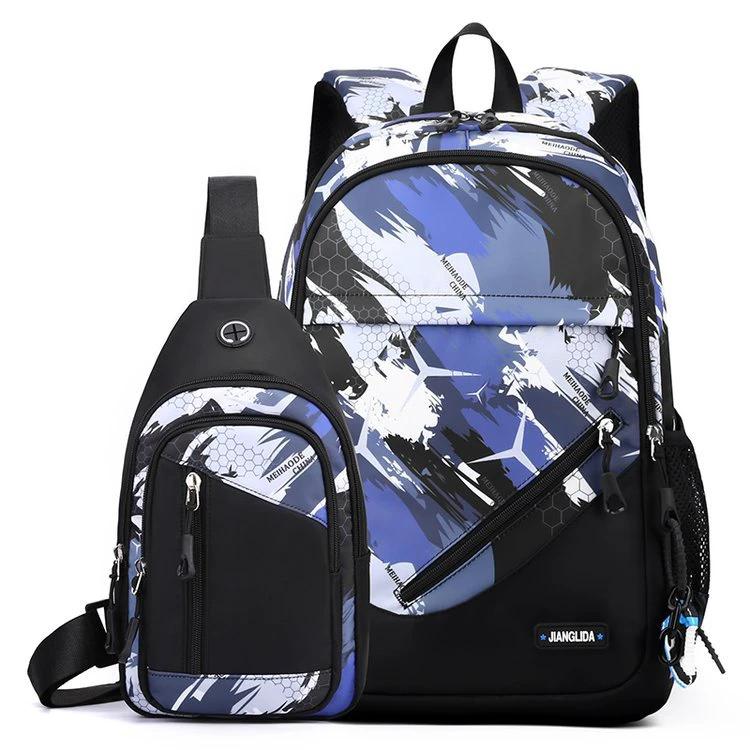 Mens Two-Piece Set Backpack And Chest Bag by GJG Denim