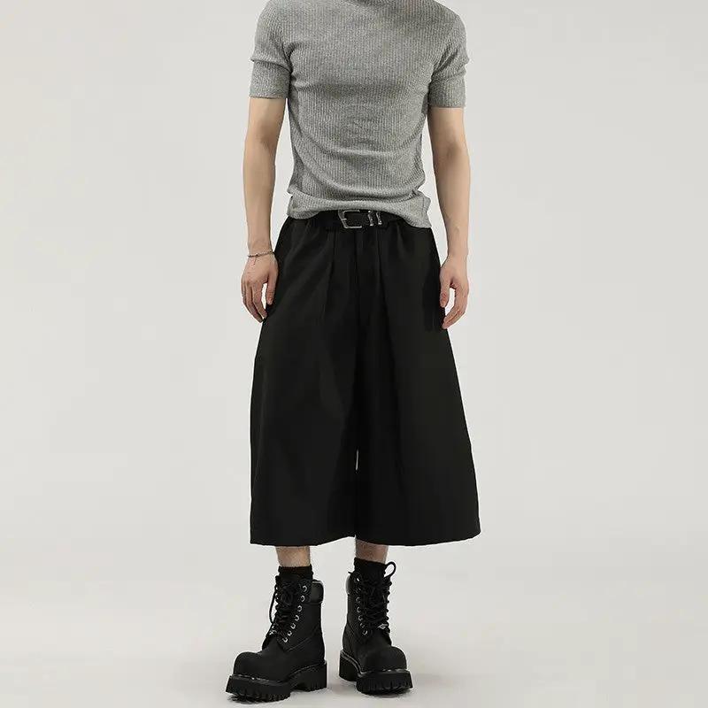Wide-leg Pleated Men's Shorts by GJG Denim