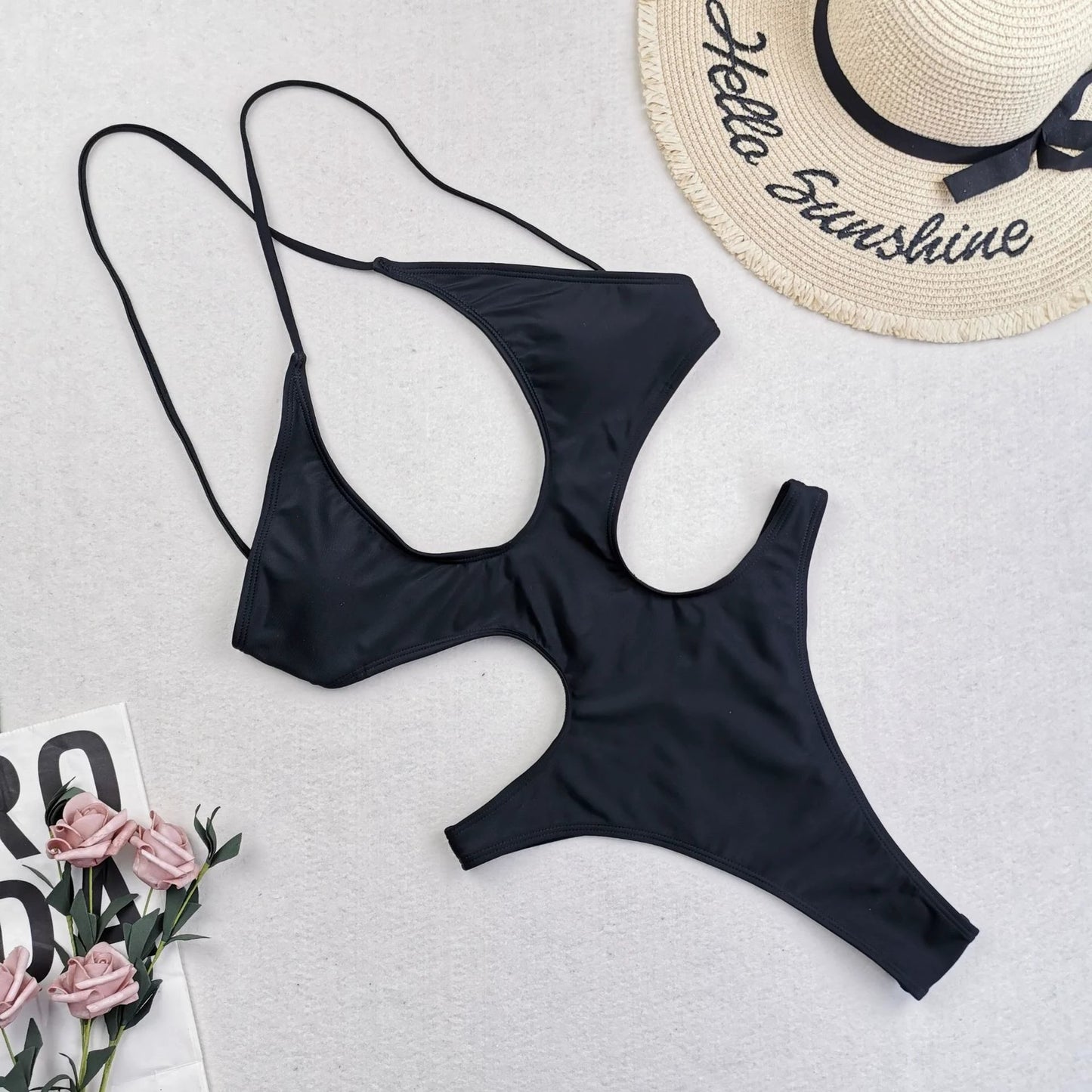 One Piece Swimwear Solid Backless Personality Conservative by GJG Denim