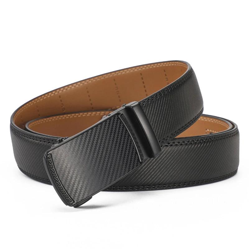 Automatic Buckle Leisure Business Belt Cowhide Belt by GJG Denim