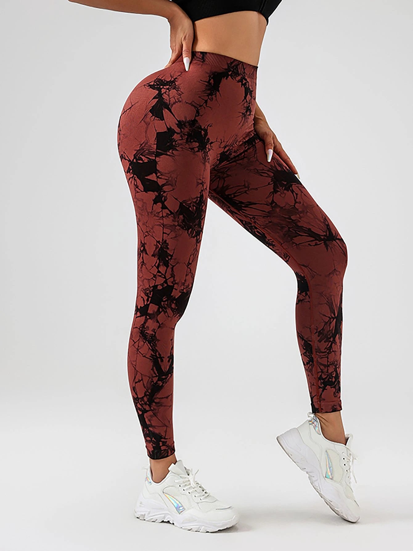 Tie Dye Slimming Yoga Leggings, Butt Lifting High Stretch Casual Fitness Yoga Pants, Women's Activewear by GJG Denim