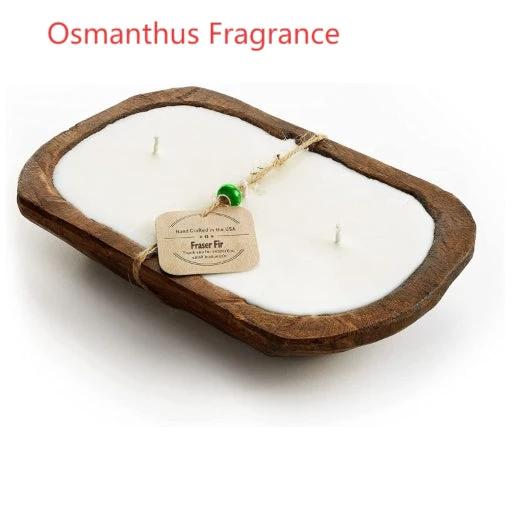 Retro Lavender Wooden Basin Candles Three Wick Aromatherapy Candle by GJG Denim