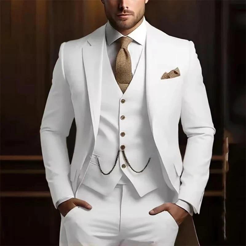 Men's High-grade Gentleman Temperament Slim Three-piece Suit by GJG Denim