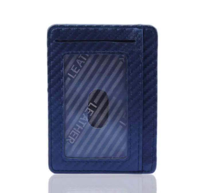 Pu Leather Carbon Fiber Mini Slim Credit Card ID Holder with RFID Wallet For Men by GJG Denim