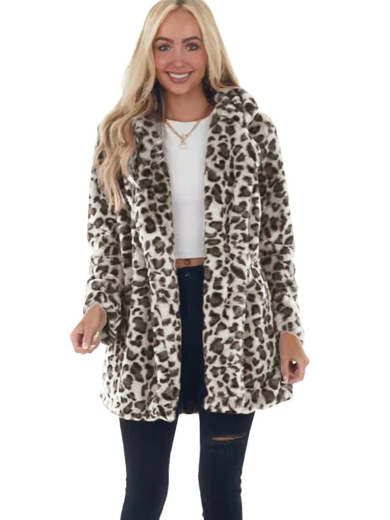 Rabbit Fur Leopard Print Mid-length Clothing Fashionable Jacket by GJG Denim