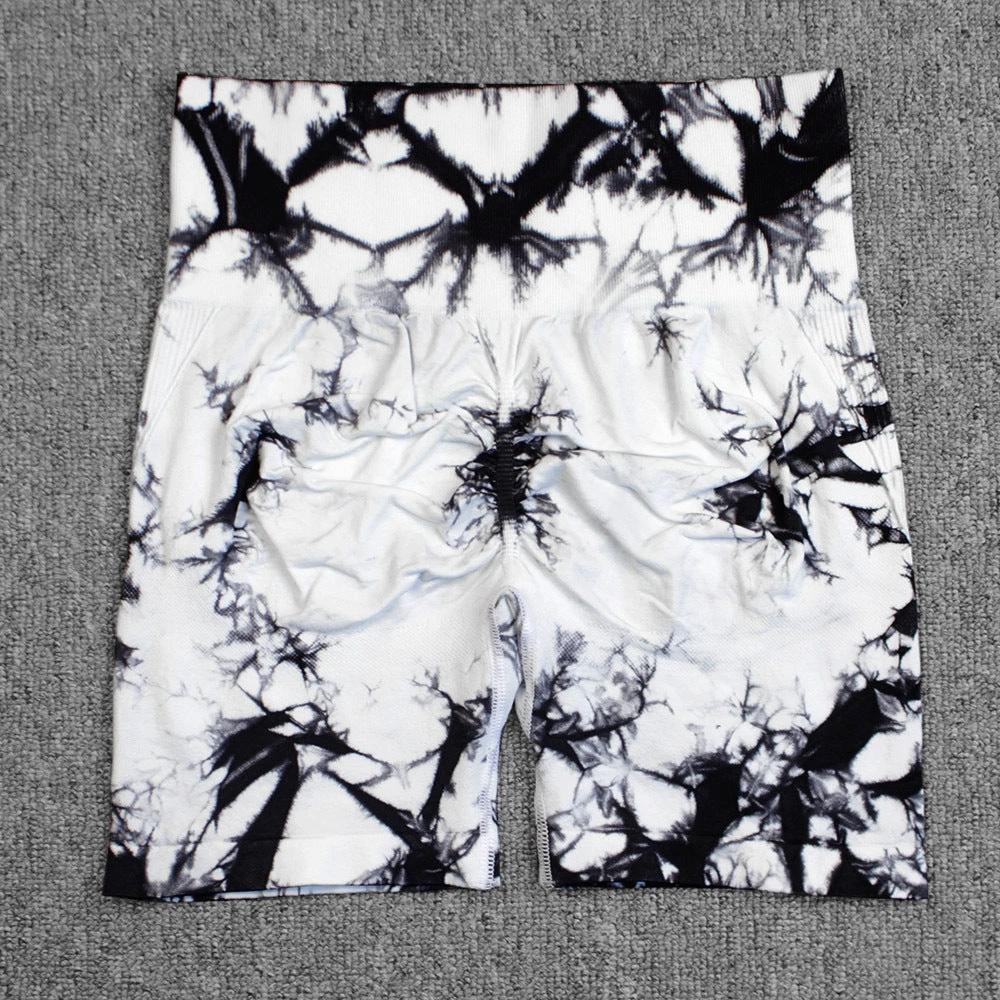 Tie-dye Printed Yoga Pants Summer Quick-drying Fitness Shorts Sexy High-waisted Hip-lifting Leggings Women Pants by GJG Denim