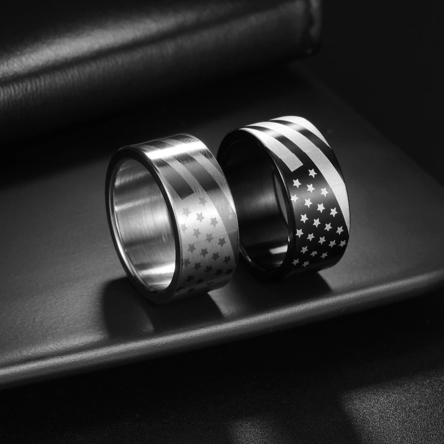 Two-tone Flag Ring for Men by GJG Denim