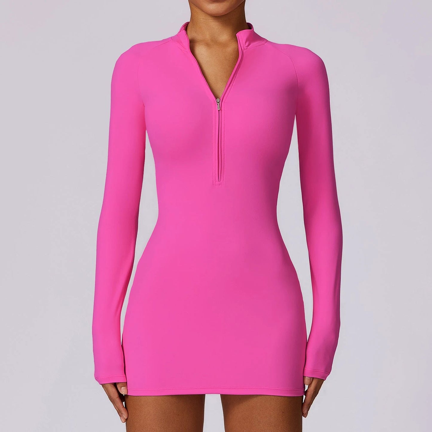 Zipper Nude Feel Tight Sports Dress by GJG Denim