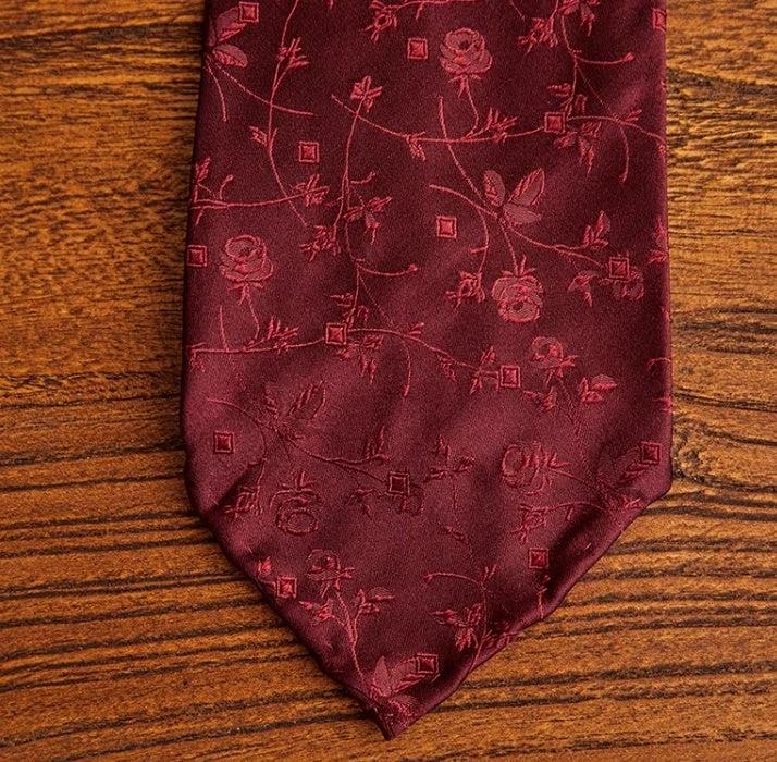 Three-fold Roll Wool Lining Handmade Tie Silk Jacquard Businese Suit Accessories by GJG Denim