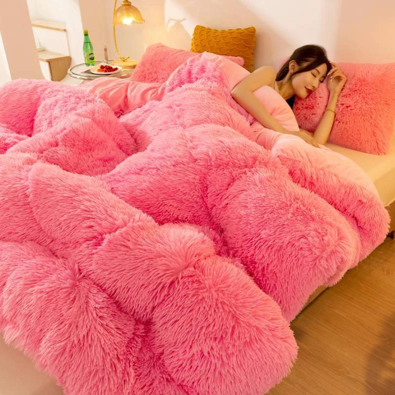 Super Soft Long Fleece Mink Crystal Velvet Thickened Warm Winter Quilt by GJG Denim