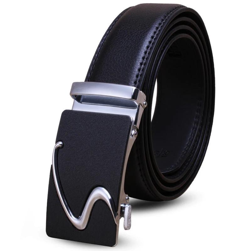 Men's Genuine Leather Belt With Automatic Buckle by GJG Denim