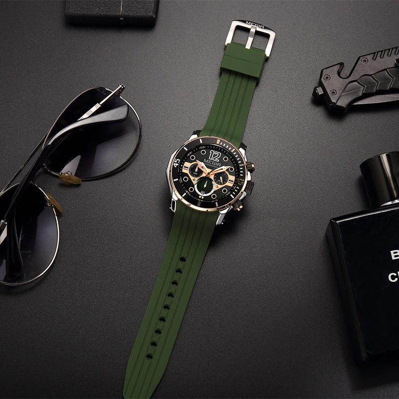 Multifunctional Timing Luminous Waterproof Silicone Sports Watch For Men by GJG Denim