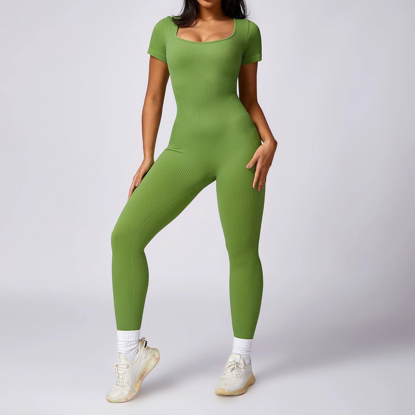 Seamless One-piece Short-sleeved Jumpsuit by GJG Denim