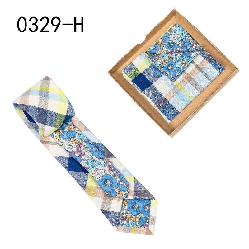 Men's Floral Print Tie and Pocket Square by GJG Denim