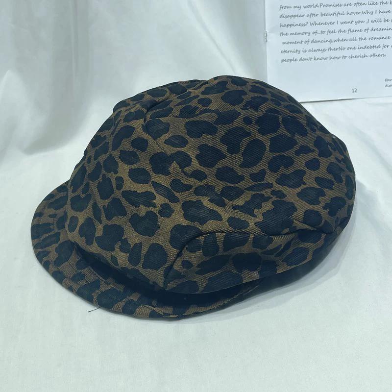 American-style Retro Chic Leopard-print Beret For Women by GJG Denim
