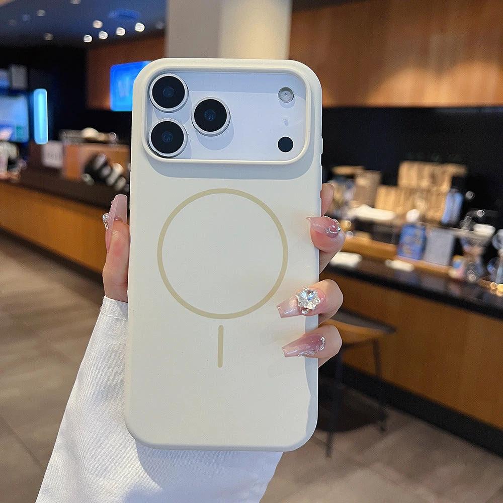 Simple Large Hole Fine Circle Silicone Magnetic Phone Case by GJG Denim