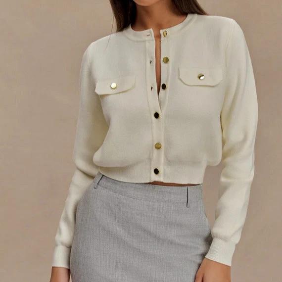 Elegant, Versatile Long-sleeve Knit Cardigan Sweater Coat by GJG Denim