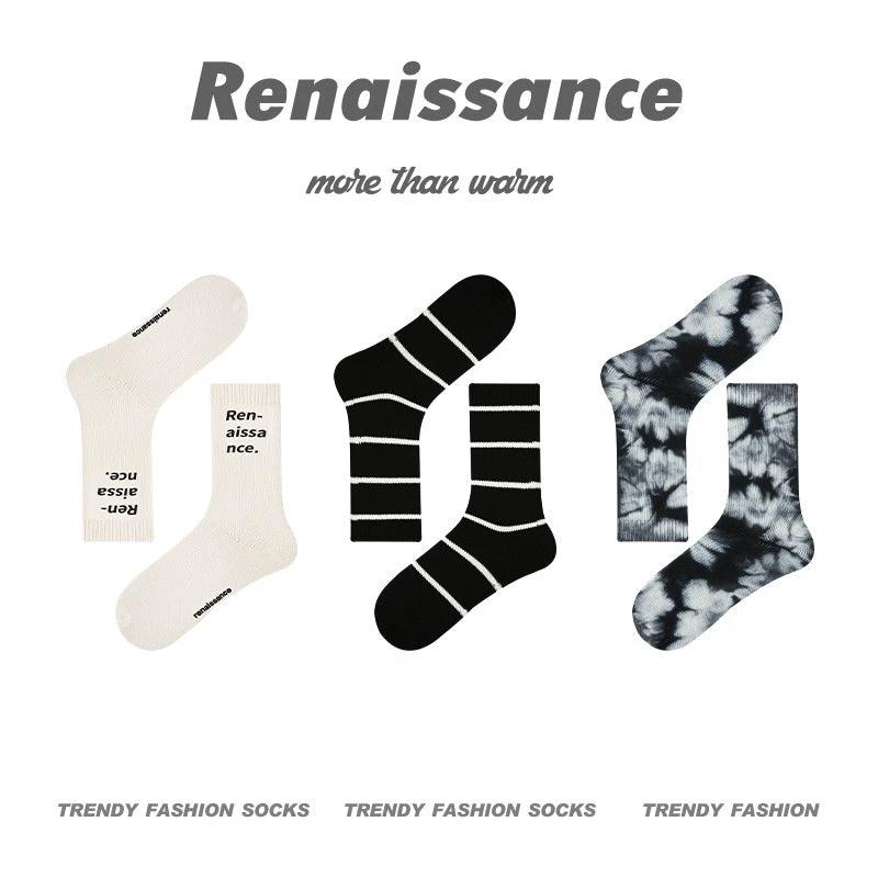 Men's Renaissance Original Tube Socks Simple Letters by GJG Denim