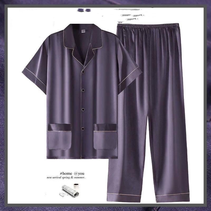 Men's Short Sleeve Trousers Thin Pajama Suit by GJG Denim
