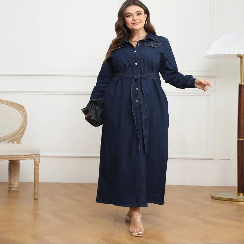 V-neck Cardigan Washed Denim Dress For Women by GJG Denim