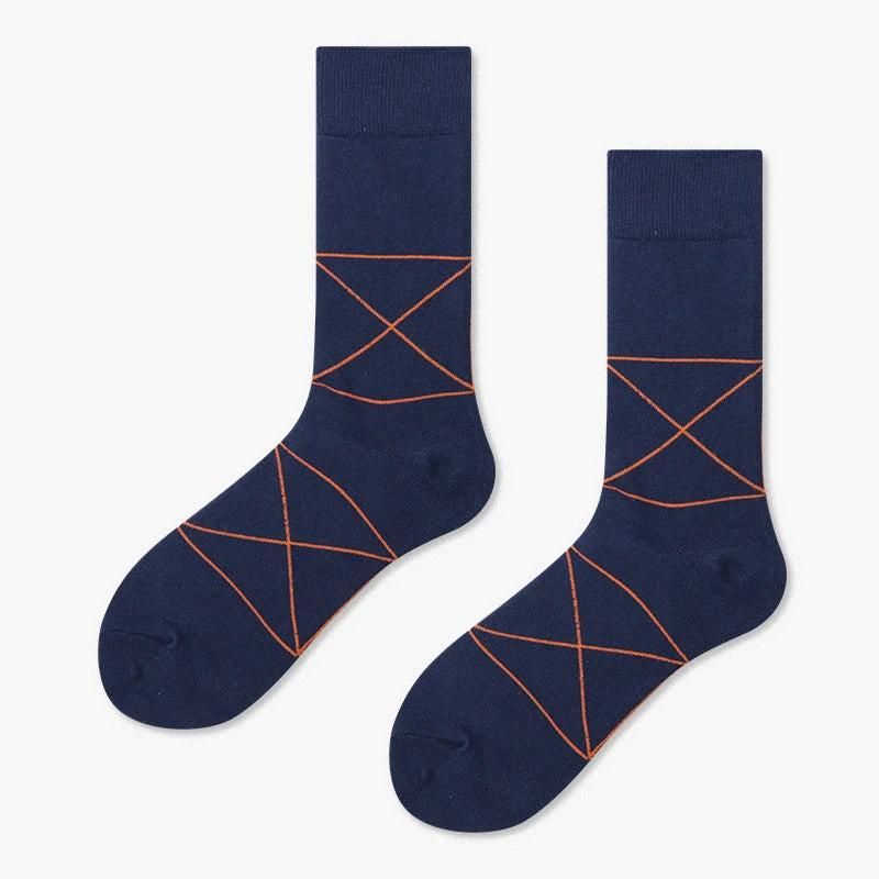 Men's Creative And Minimalist Printed Casual Breathable Mid Length Socks by GJG Denim