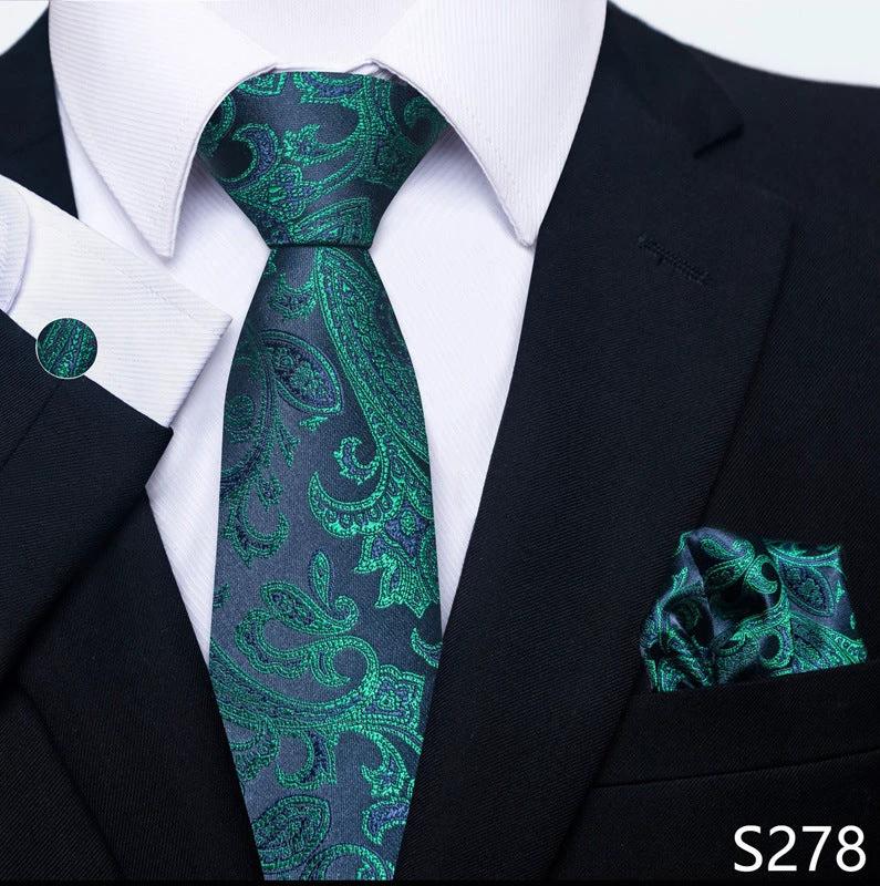 Men's Creative All-match Business Formal Wear Tie Scarf Cufflink Set by GJG Denim