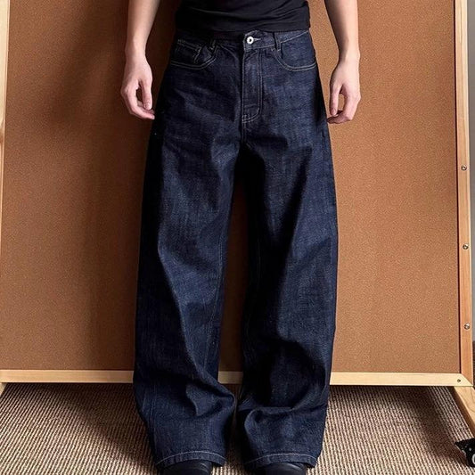 Men's Loose Straight-leg Wide-leg A- Line Jeans by GJG Denim