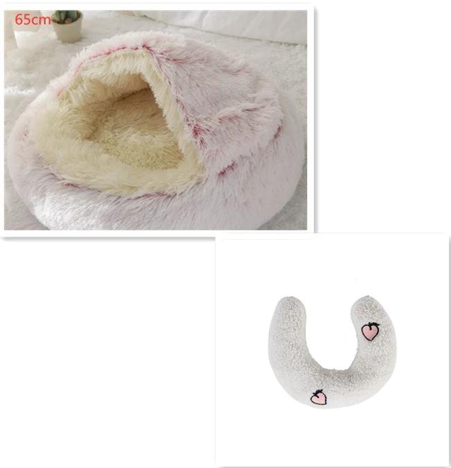 2 In 1 Dog And Cat Bed Pet Winter Bed Round Plush Warm Bed House Soft Long Plush Pets Bed Pet Products by GJG Denim