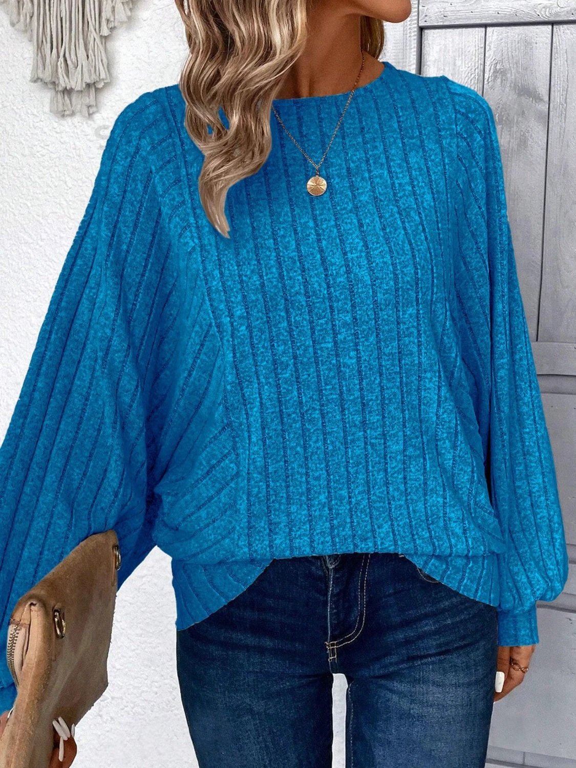 Plus Size Round Neck Batwing Sleeve T-Shirt by Lady Ros