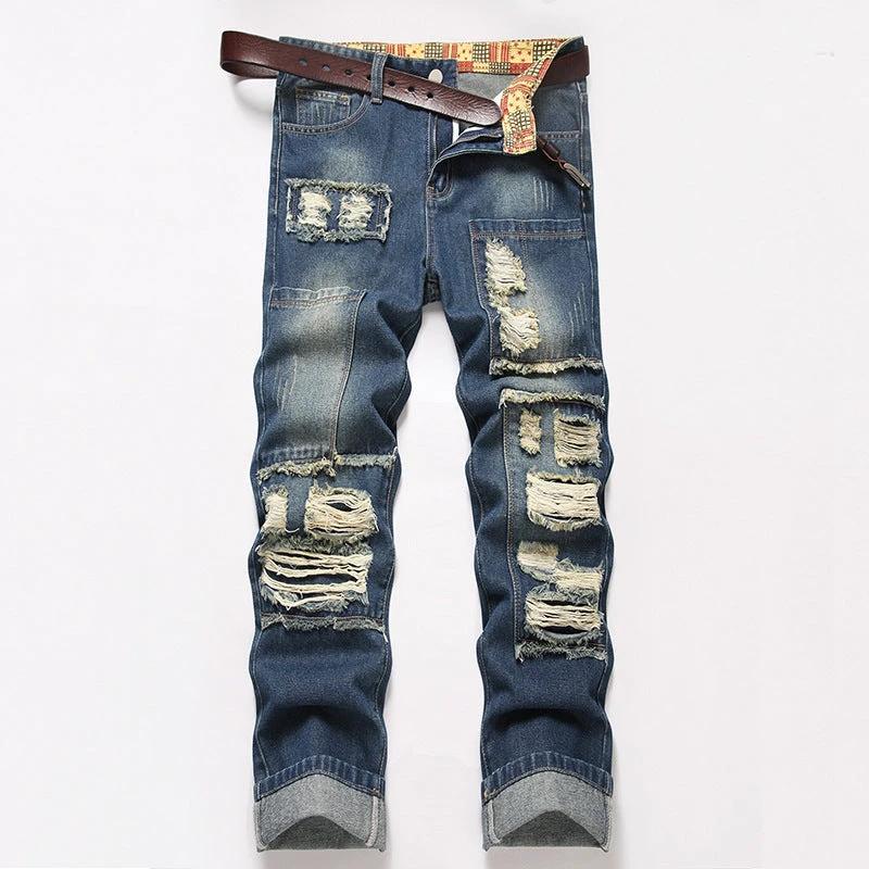 Men's Straight Wrinkle-resistant Loose Casual Jeans by GJG Denim