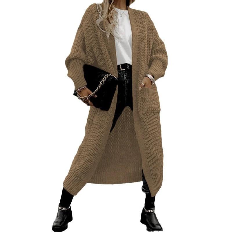 Women's Knitted Plus Size Long Cardigan w/ Pocket by GJG Denim