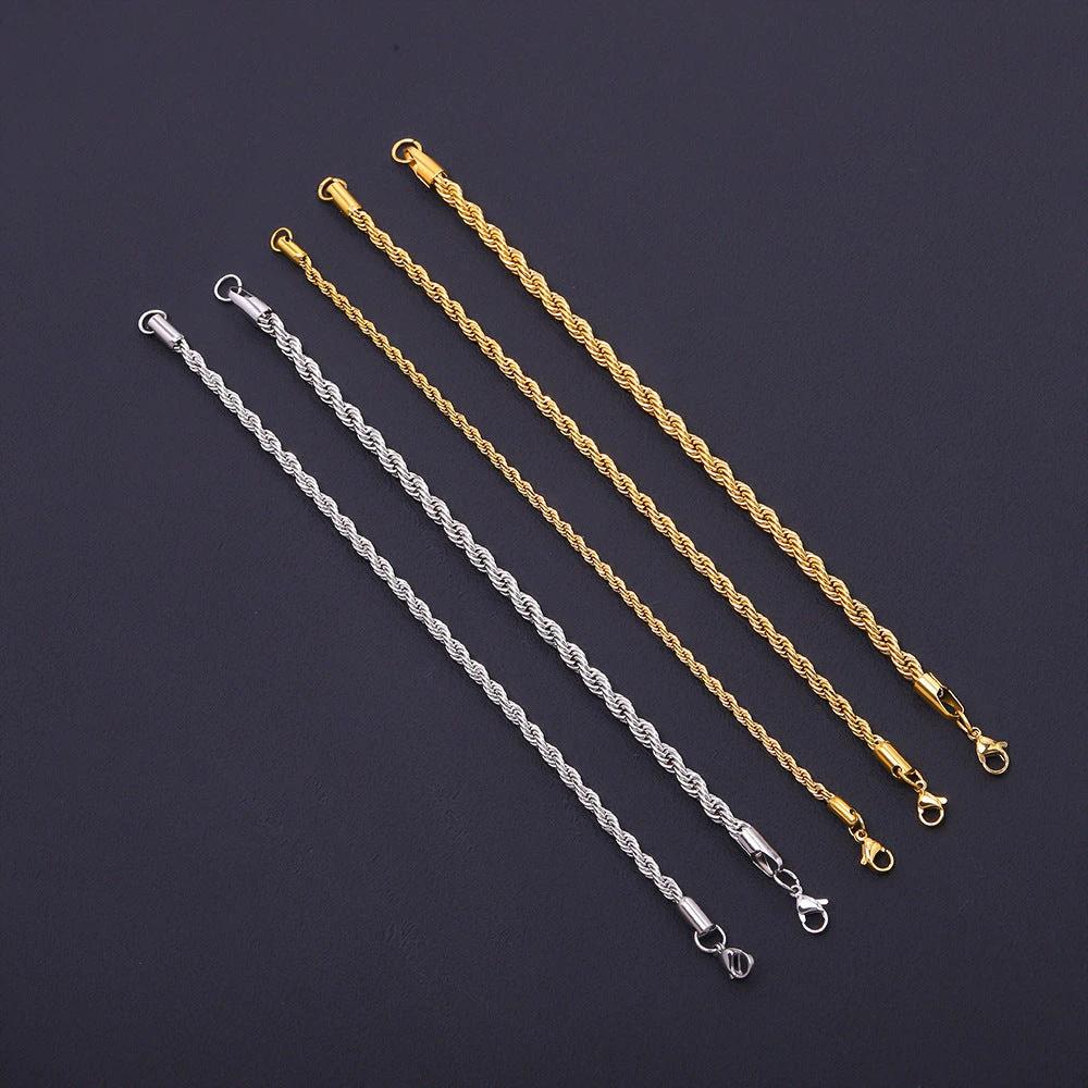 18K Vacuum-Plated Color-Protecting Stainless Steel Twisted Bracelet For Men by GJG Denim