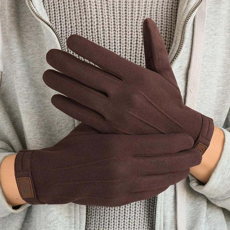 Men's Winter Fleece-lined Warm Wind-proof And Cold Protection Touch Screen Cycling Gloves by GJG Denim