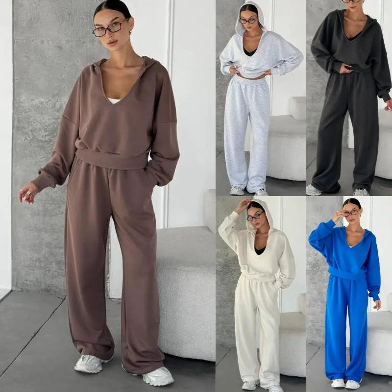 Women's Hooded Sweatshirt And Track Pants Two-Piece Set by GJG Denim