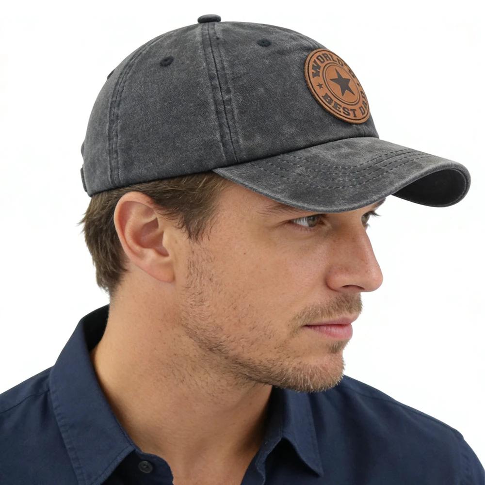 Men's "World's Best Dad" Adjustable Embroidered Baseball Cap by GJG Denim