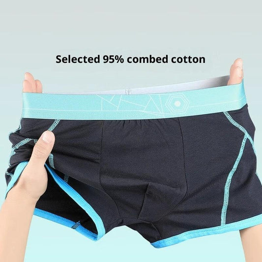 Men's Pure Cotton Comfortable Boxer Briefs With Stripe Print by GJG Denim